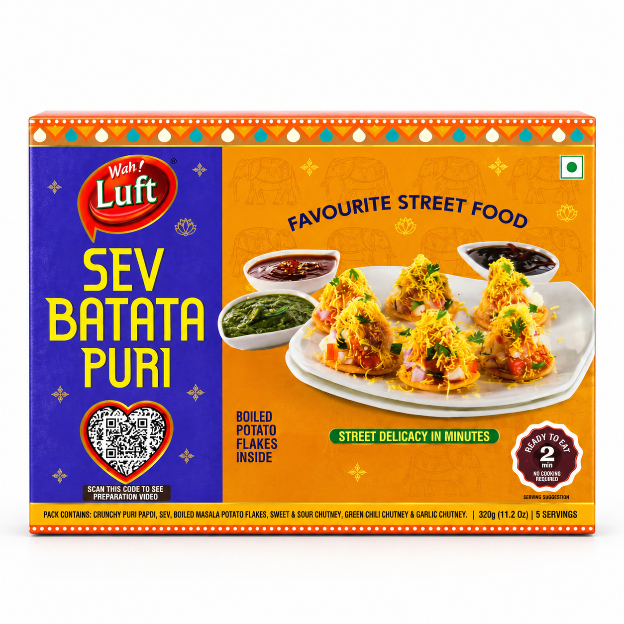 Sev Batata Puri Indian chaat snack